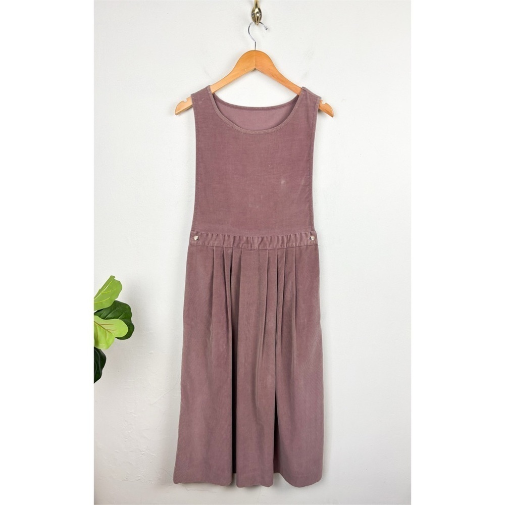 VTG 90s L.L. Bean Purple Corduroy Pinafore Apron Dress Sz 12
